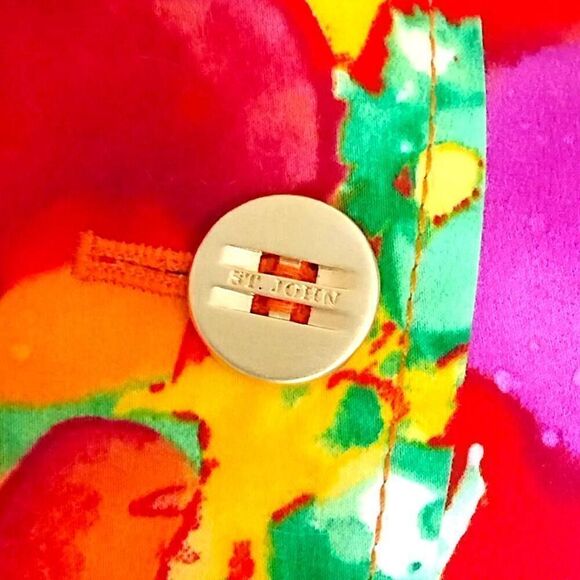 St. John Womens Jacket Sz 6 Bright Zebra Multicolors Orange Silk Floral - Picture 5 of 12